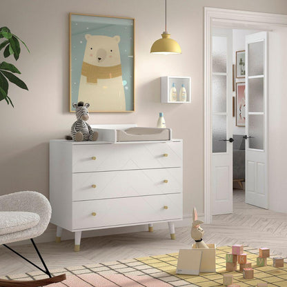 Jaxx Chambre de bébé 3 pièces (lit + commode + armoire 3 portes) Billy blanc