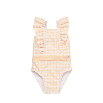 Little Dutch Badpak volants Sunshine Checks , m74/80, Geel, Meisjes