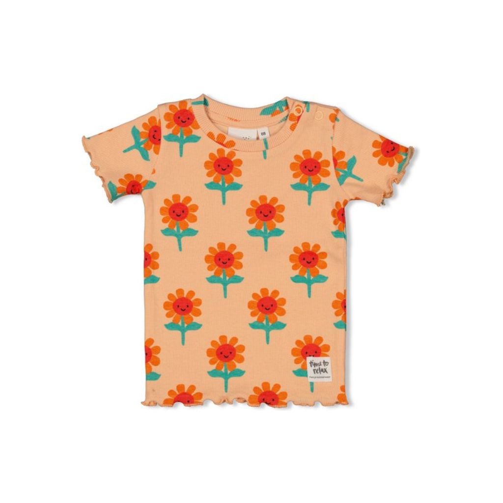 Feetje pyjama 2-delig Filou Fleur premium summerwear m80 perzik meisjes