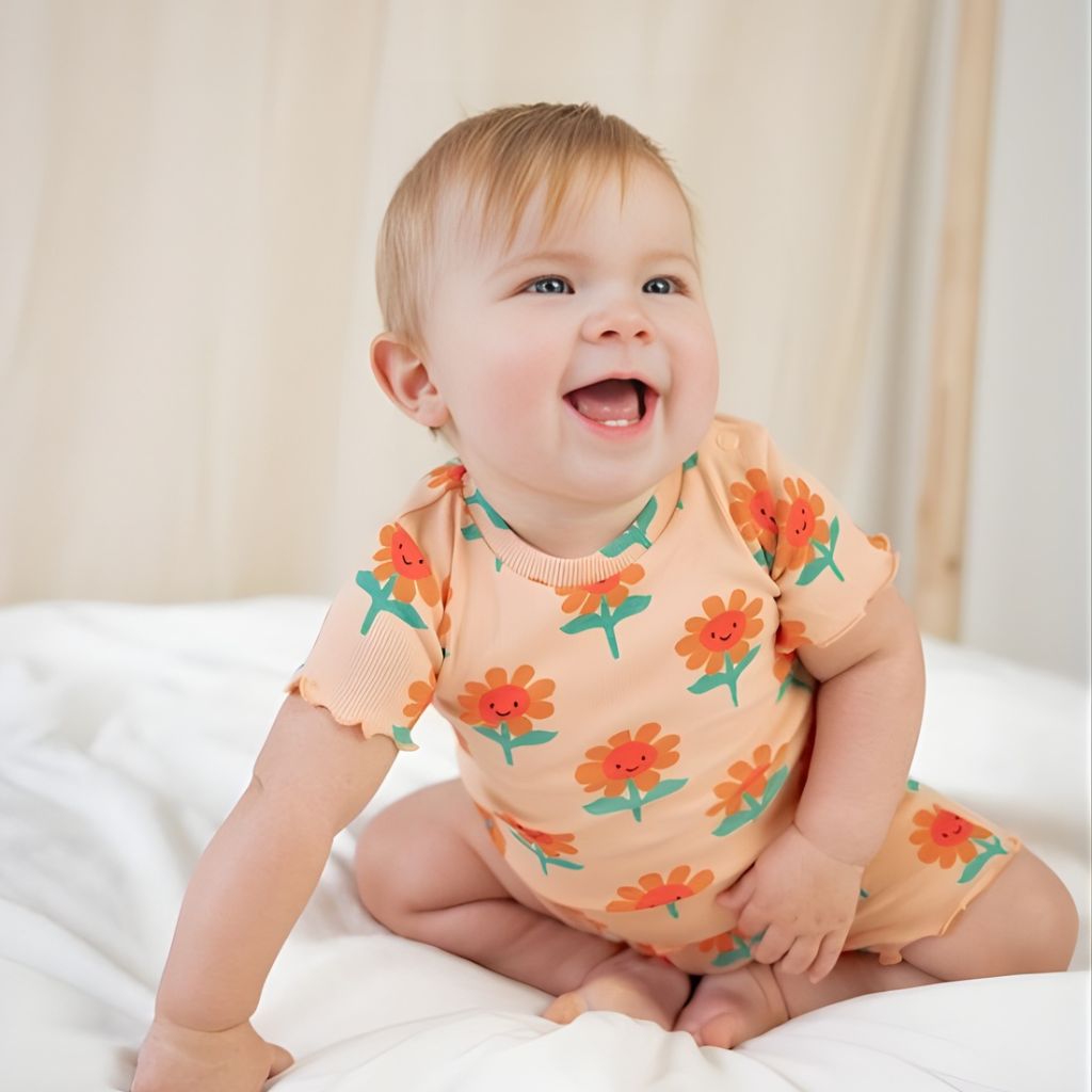 Feetje pyjama 2-delig Filou Fleur premium summerwear m80 perzik meisjes