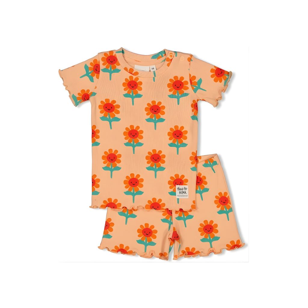 Feetje Pyjama filou fleur m56 perzik meisjes