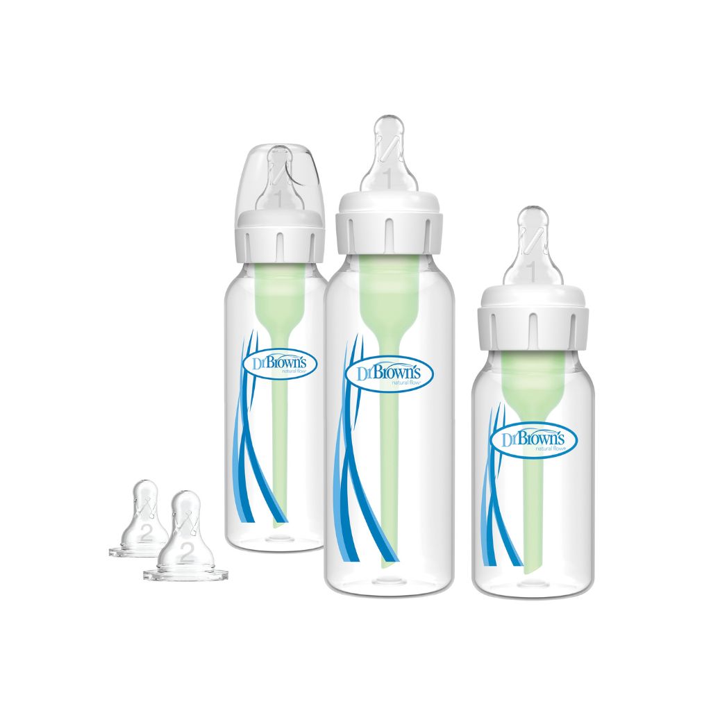 Dr. Brown's Starterset Options+ Anti-Colic Standaardfles met smalle hals - 9 stuks