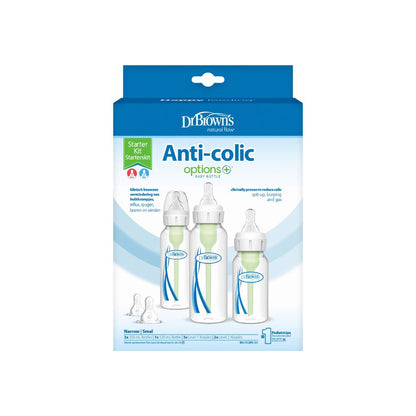 Dr. Brown's Starterset Options+ Anti-Colic Standaardfles met smalle hals - 9 stuks