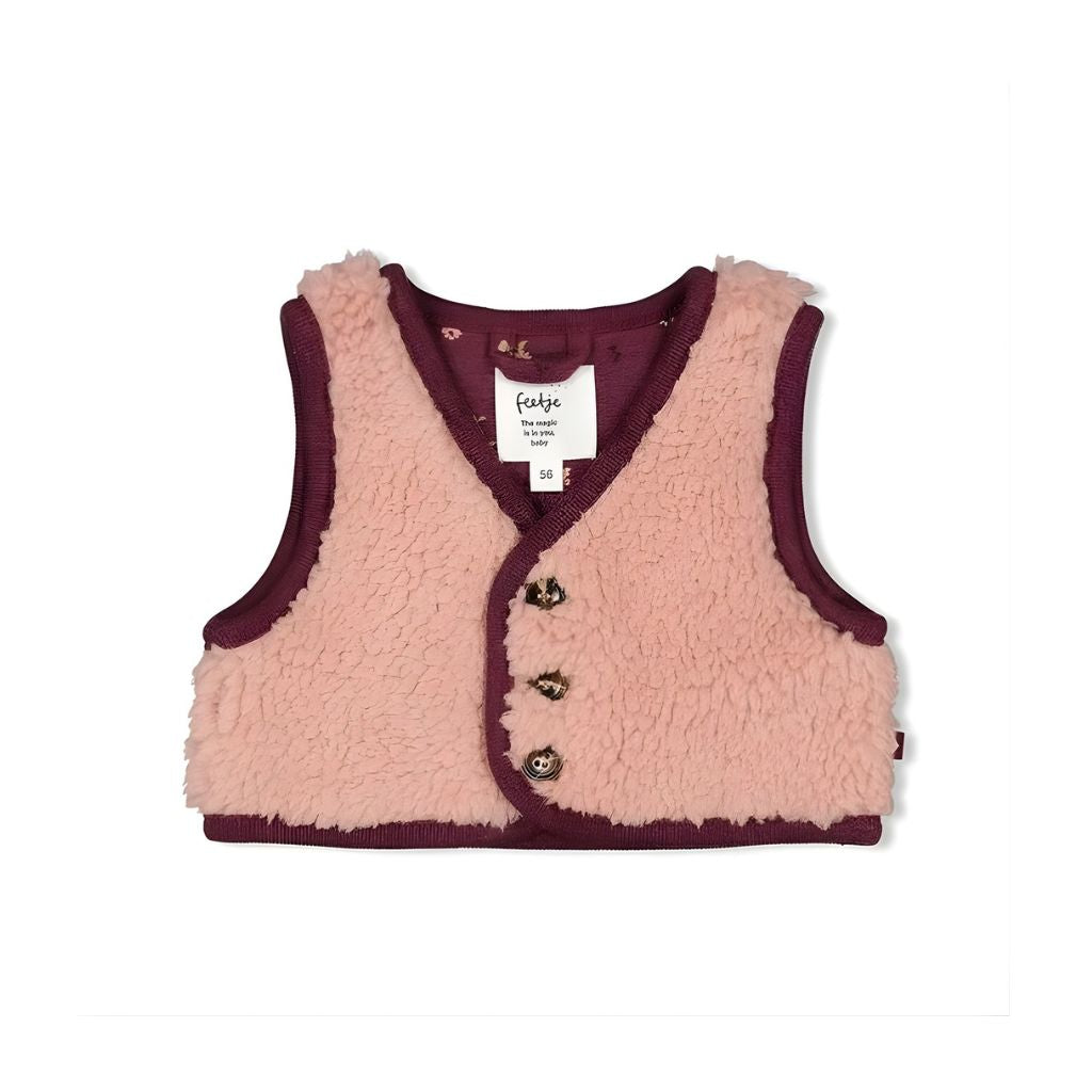 Feetje BouclĂŠ gilet - Blooming Meadow, m 68, Pink, Meisjes