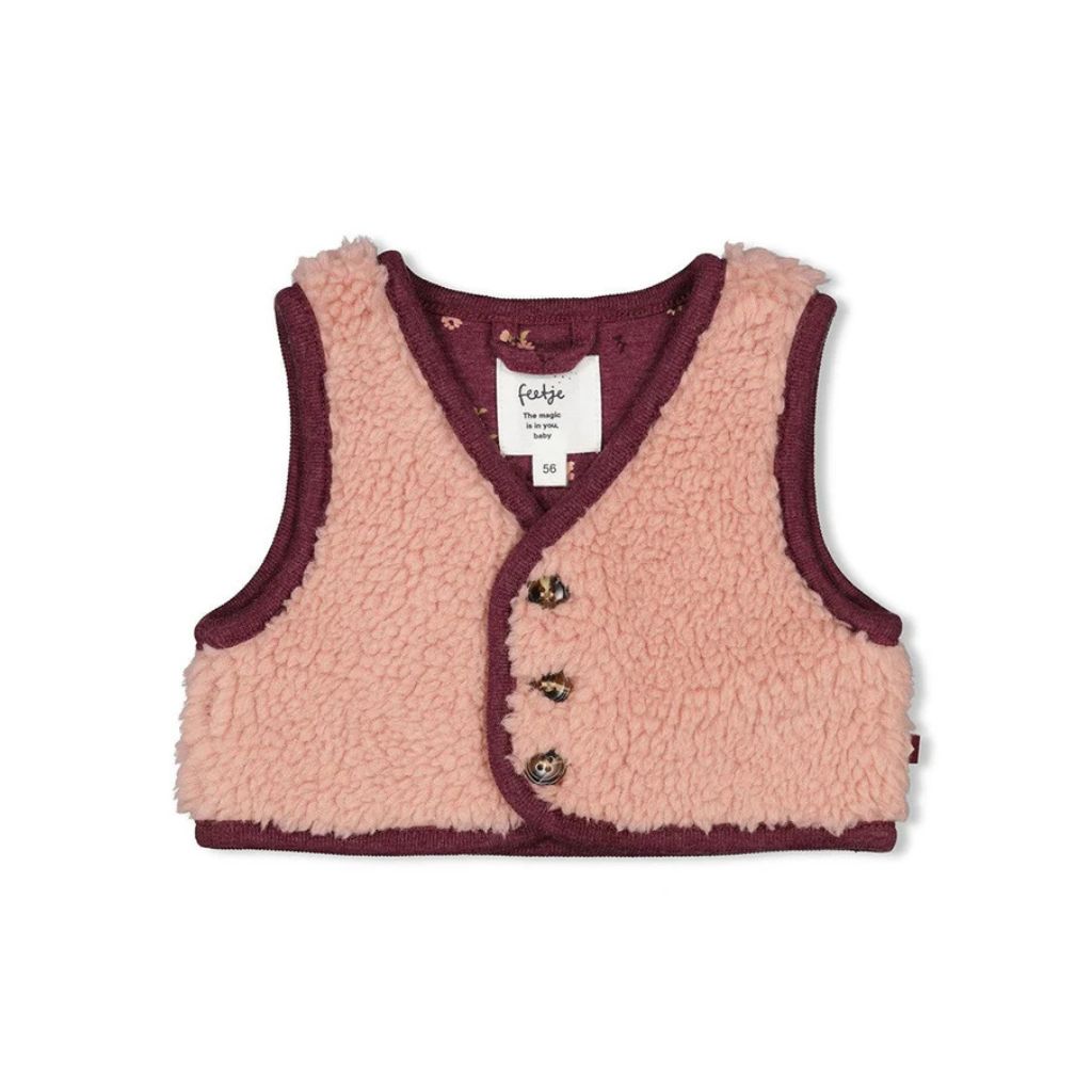 Feetje BouclĂŠ gilet - Blooming Meadow, m 80, Pink, Meisjes