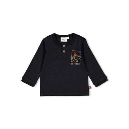 Feetje T-shirt lange mouw - Go Fetch, m 56, Anthracite, Jongens