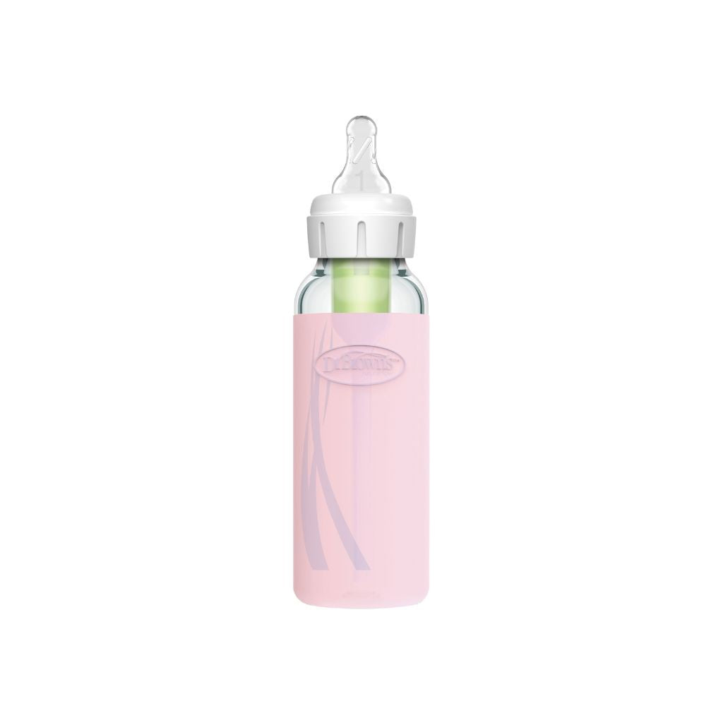 Dr. Brown's Housse de protection pour biberon en verre à col étroit rose 250 ml