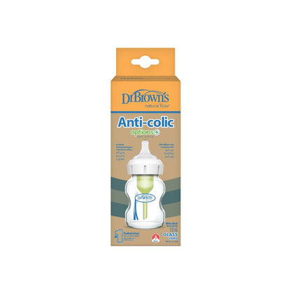 Dr. Brown's Biberon anticolique Options+ en verre à col large transparent 150 ml
