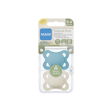 MAM Fopspeen + 0 maanden Original Matt Plain Silicone blauw/beige - 2 stuks