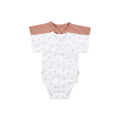 Dreambee Body met overslag en korte mouwen Essentials Flower roze - 2 stuks