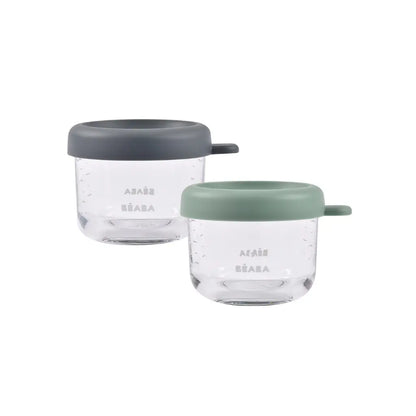 Béaba Pot de conservation Mineral/Sage Green 150 ml - 2 pièces