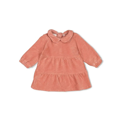Feetje Jurk velours rib - Woodland Bloom Mauve Meisje