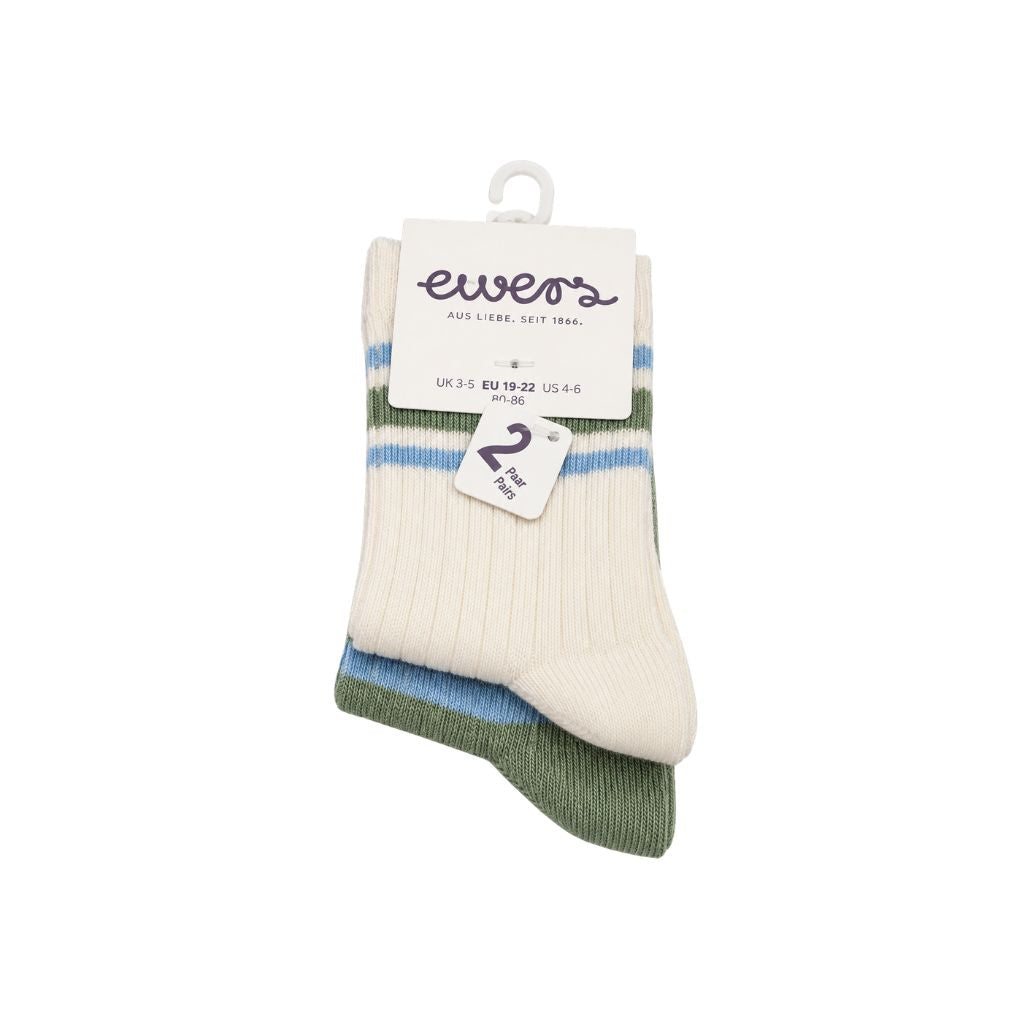 Ewers Chaussette lignée Offwhite/vert taille 19-22 - 2 pièces