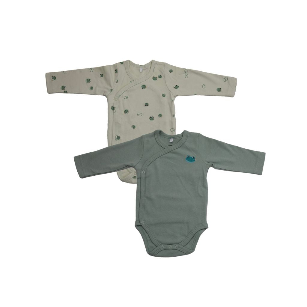Dreambee Body cache-coeur à manches longues newborn Oscar vert - 2 pièces