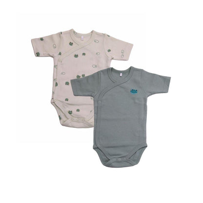 Dreambee Body met overslag en korte mouwen Oscar groen - 2 stuks