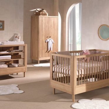 Jaxx 3-delige babykamer (bed + verzorgingstafel + kast met 2 deuren) FORREST Eik