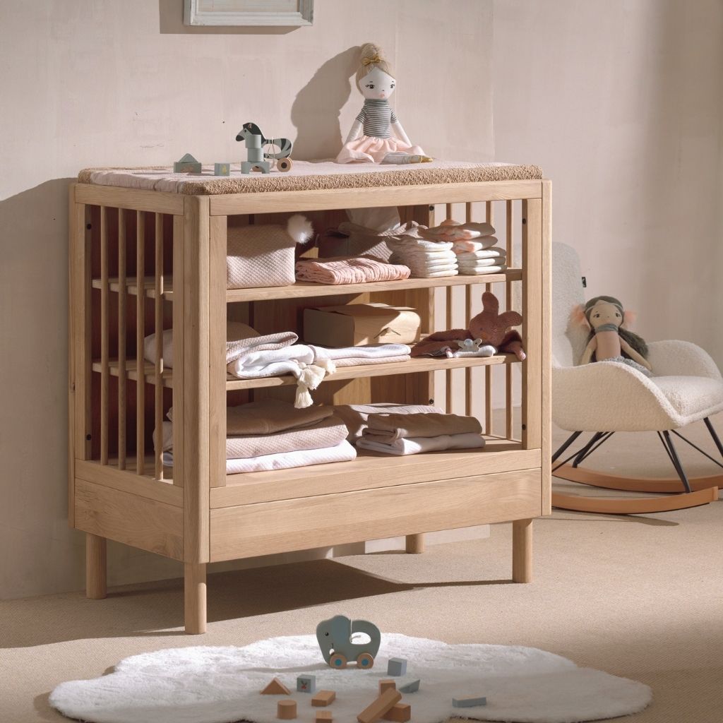 Jaxx Chambre de bébé 3 pièces (lit + commode à langer + armoire 2 portes) FORREST Oak