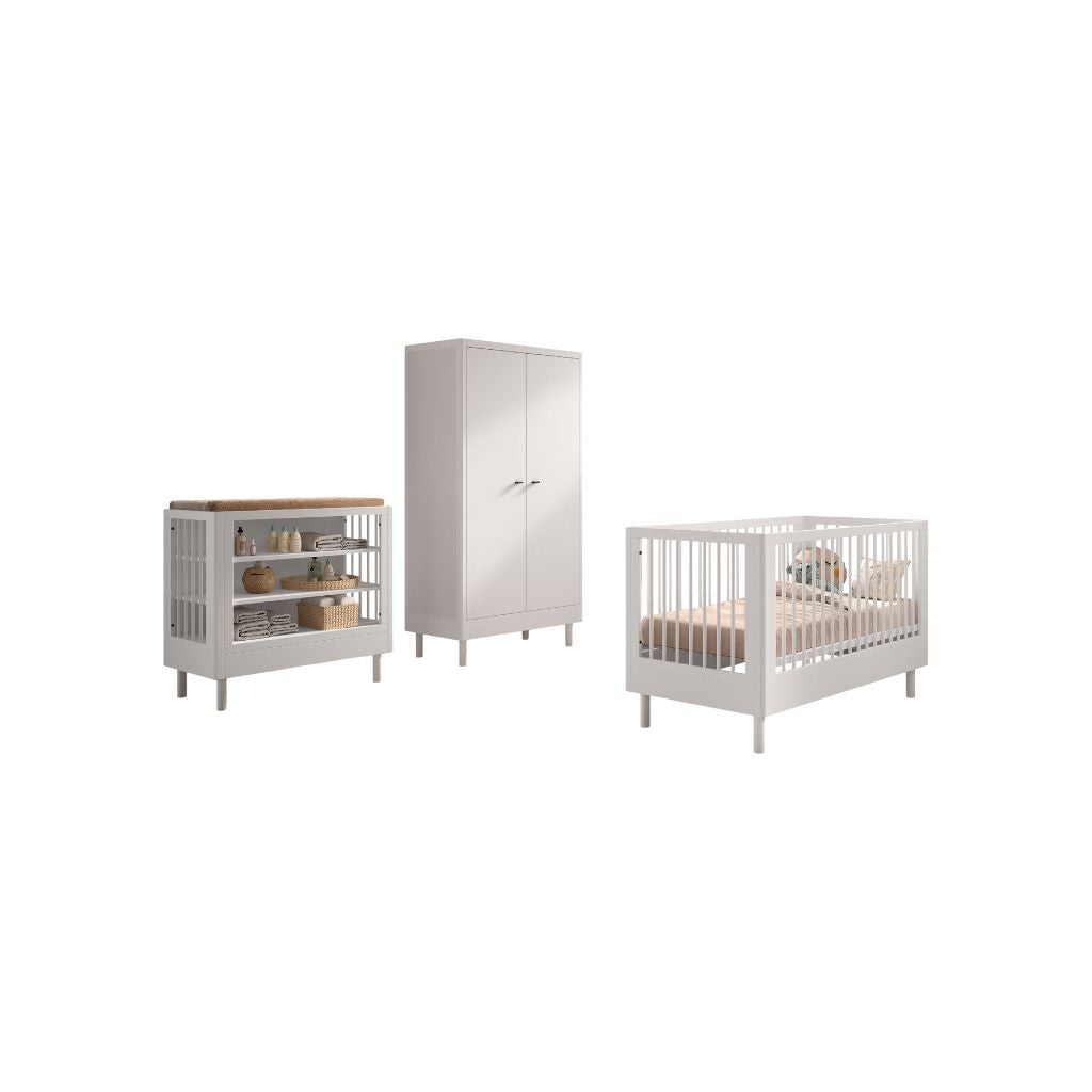 Jaxx Chambre de bébé 3 pièces (lit + commode à langer + armoire 2 portes) FORREST Beech