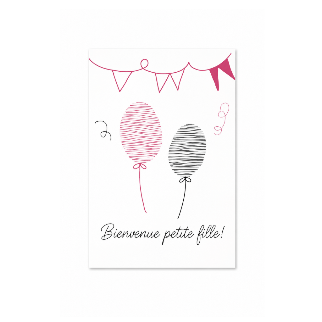 Wenskaart - bienvenue petite fille- 20, FR