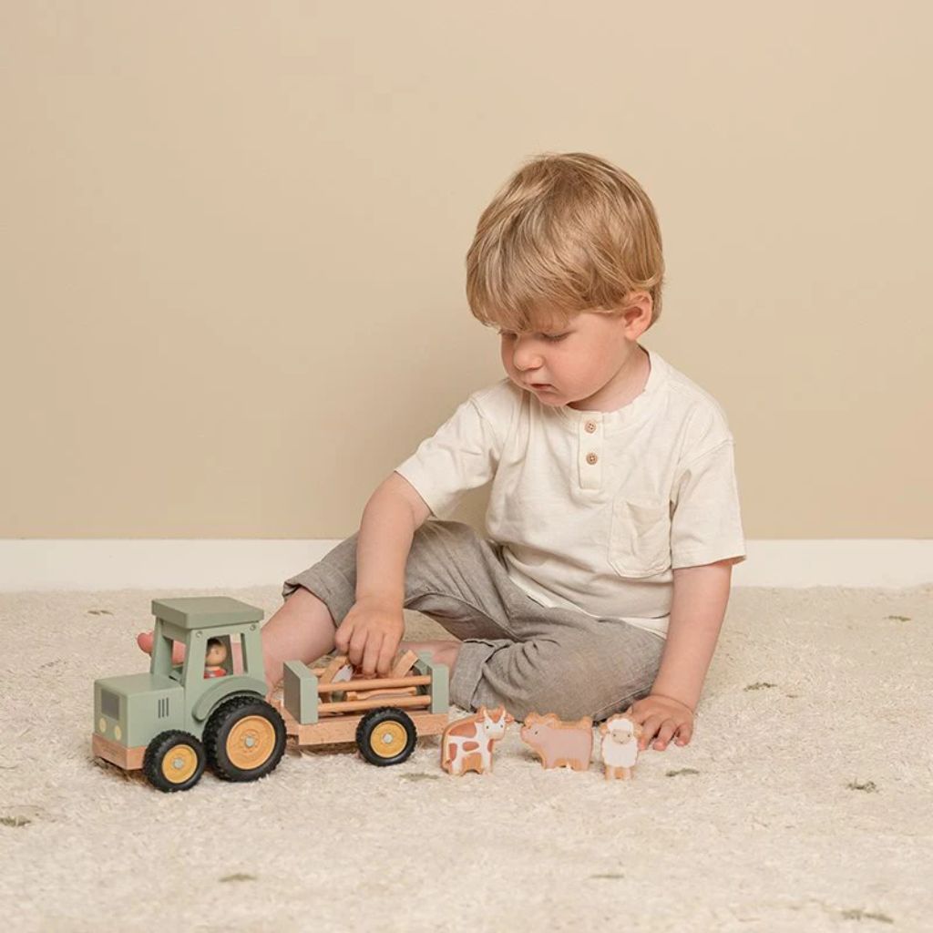 Little Dutch Activiteitenspeeltje Tractor met trailer Little Farm