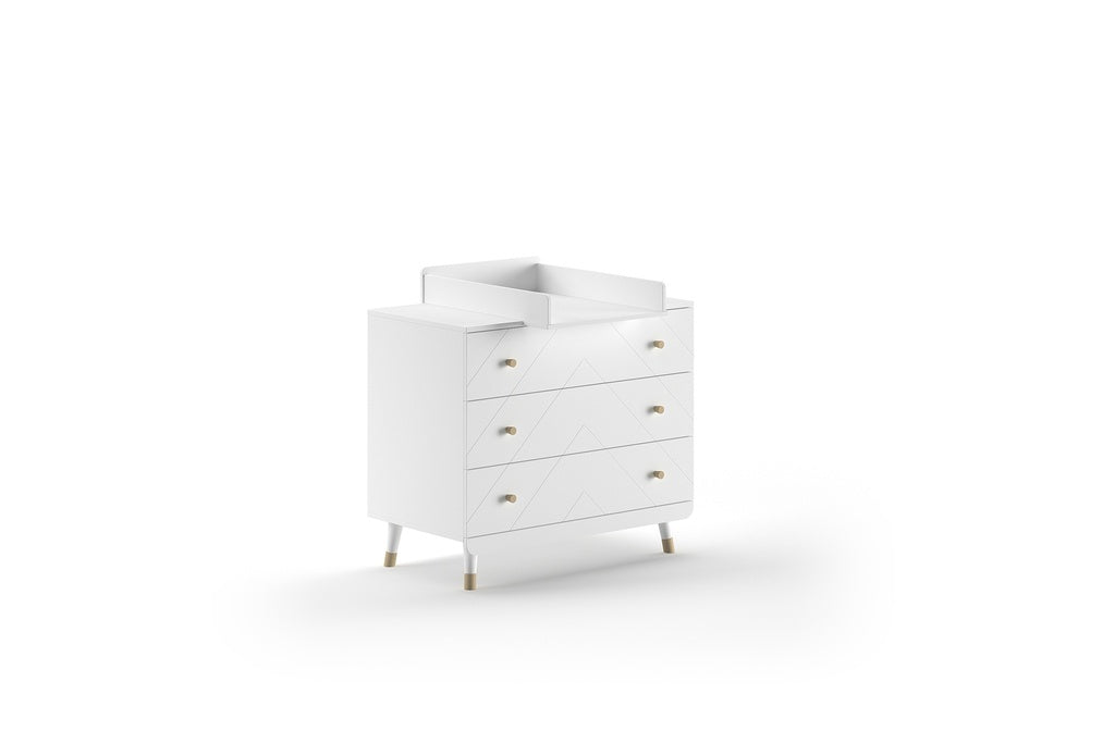 Jaxx Chambre de bebe 3 pièces (lit - commode - armoire 3 portes) Billy Rose Terra-blanc