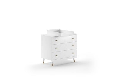 Jaxx Chambre de bebe 3 pièces (lit - commode - armoire 3 portes) Billy Rose Terra-blanc