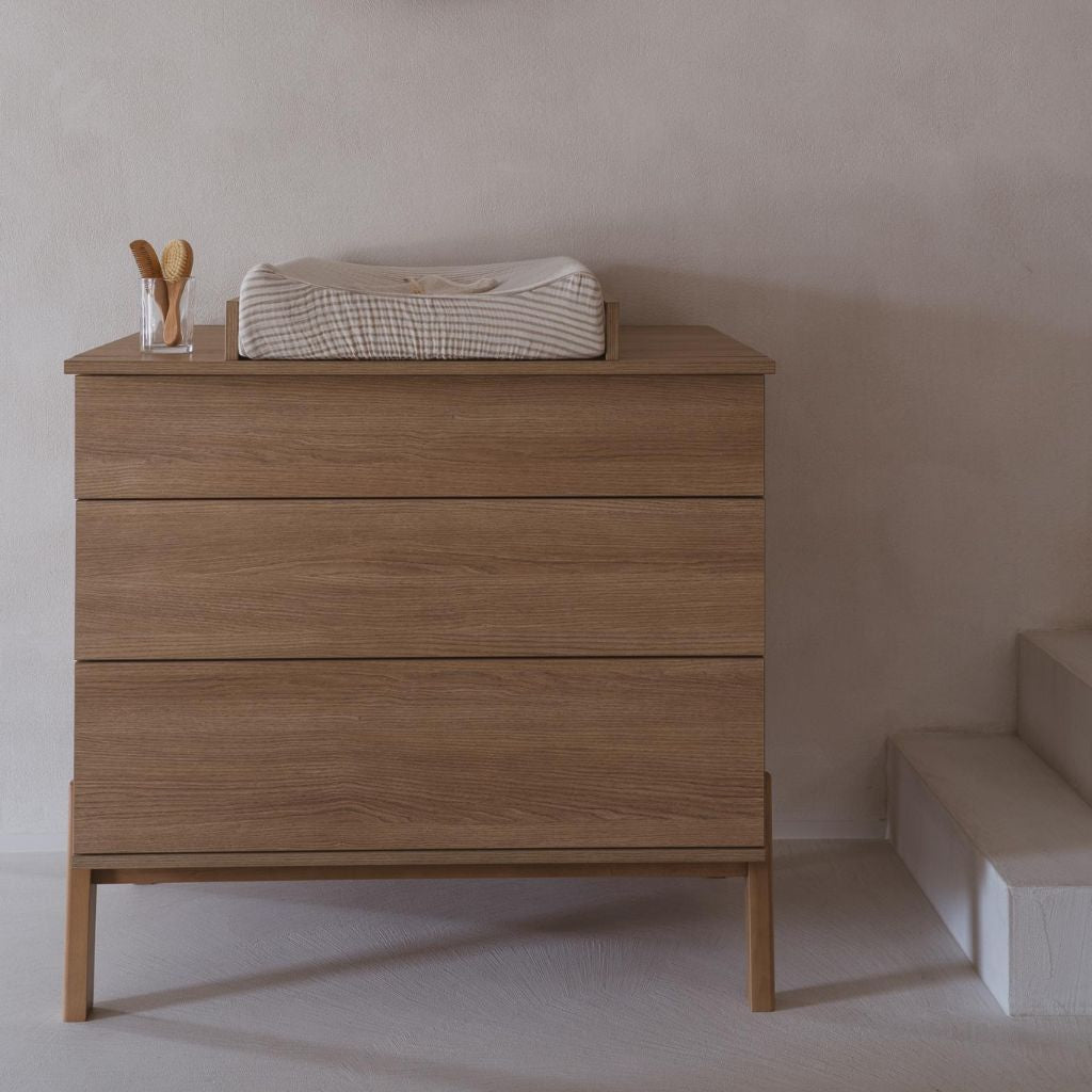 Quax Chambre de bebe 3 pièces (lit L 12 x Lg 6 cm - commode avec rallonge- armoire 2 portes) Ashi Honey Ash
