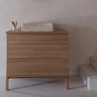 Quax Chambre de bebe 3 pièces (lit L 12 x Lg 6 cm - commode avec rallonge- armoire 2 portes) Ashi Honey Ash