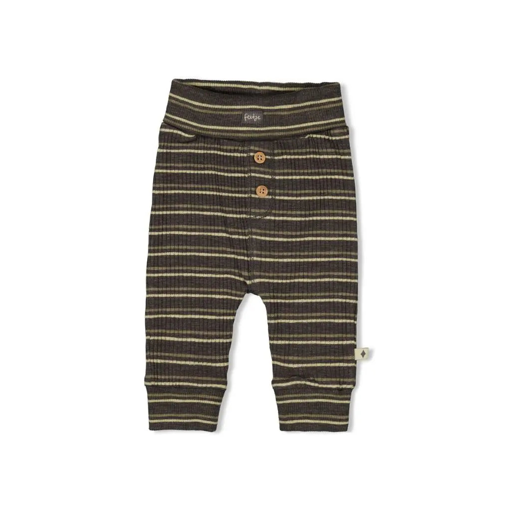 Feetje Broek rib met streep - Rawrsome Anthracite melange Jongen