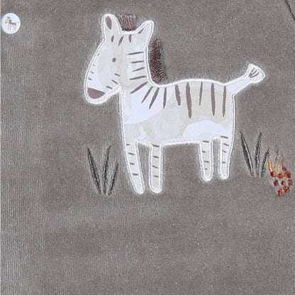 Noukie's Pyjama velours kaki Sweet zebra unisexe
