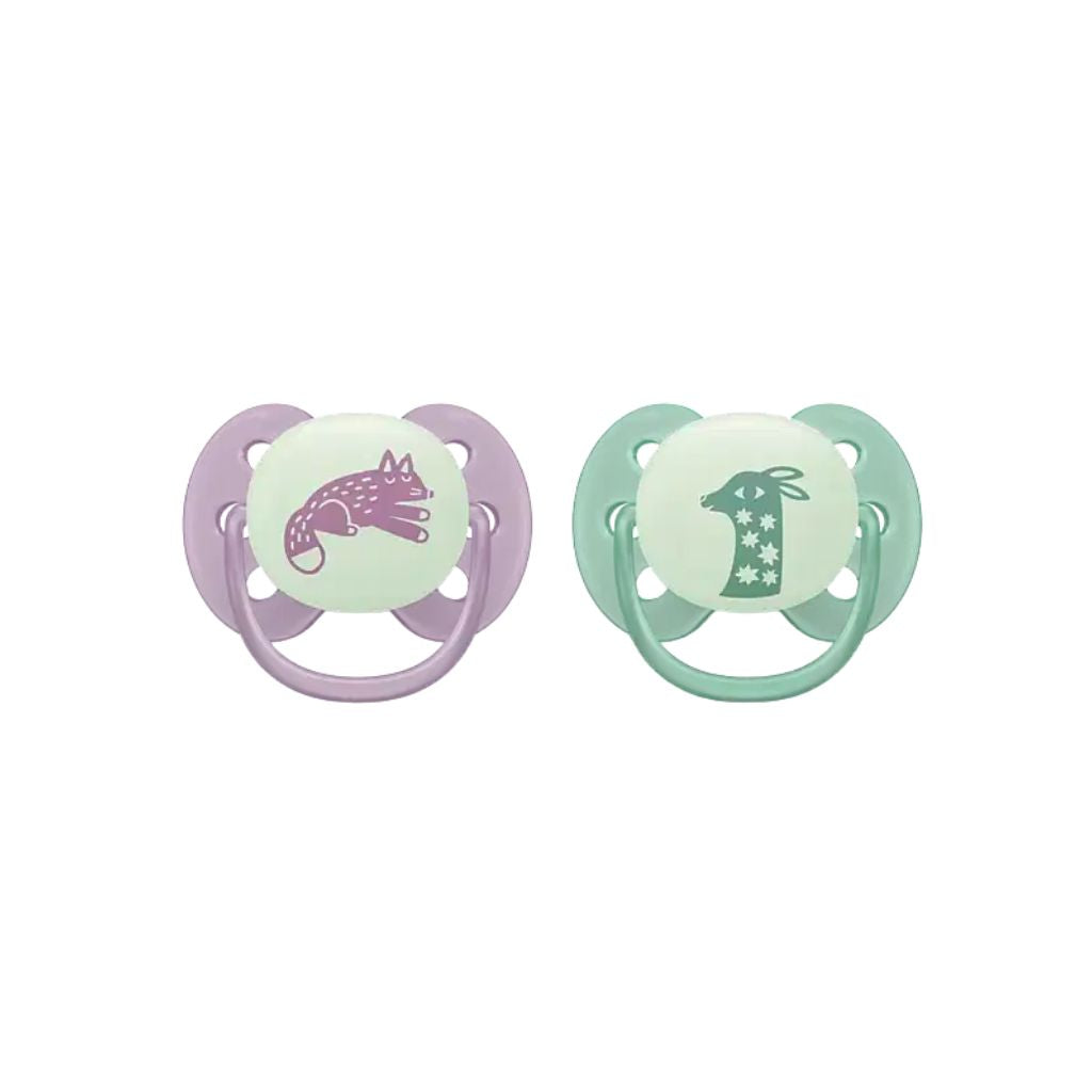 Philips AVENT Sucette +6 mois Soft Night Mystery Couleur/Motif  Jaune/Bleu ou Violet/Vert
