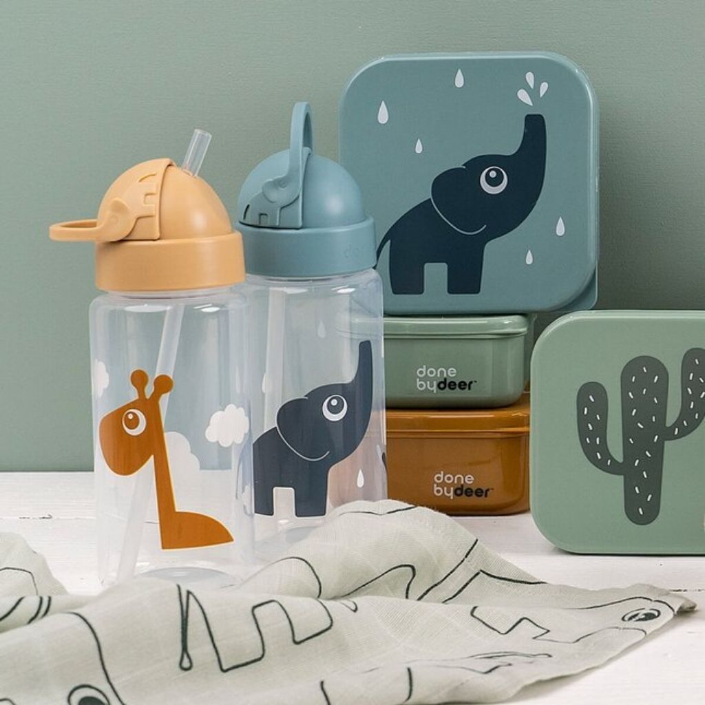 Done by Deer Drinkfles met rietje Elphee blauw
