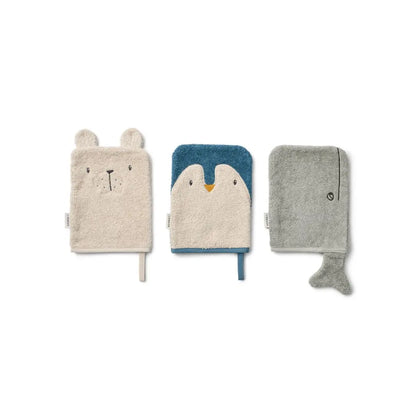 Liewood Washandjes Sylvester arctic sea / ocean view - 3 stuks