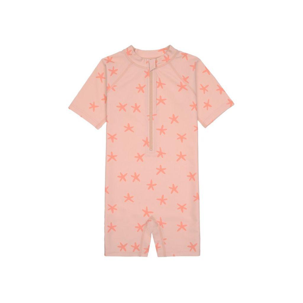 Lässig Zwempak Sunsuit korte mouw Starfish Peach 13-18 maanden maat 86
