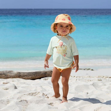 Lässig T-shirt longues manches Rashguard Flowers Sea Salt 13-18 mois taille 86