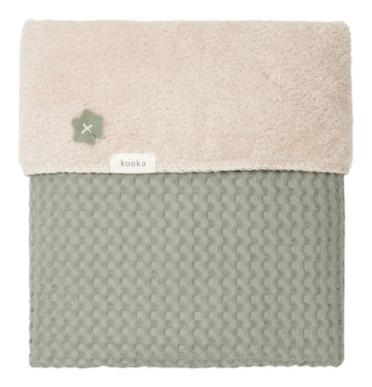 Couverture Koeka pour berceau ou parc Oslo Shadow Green/Soft Sand Teddy