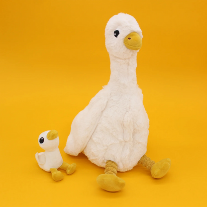 Les Déglingos Peluche Jébongou oie Maman et Bébé blanche Ptipotos