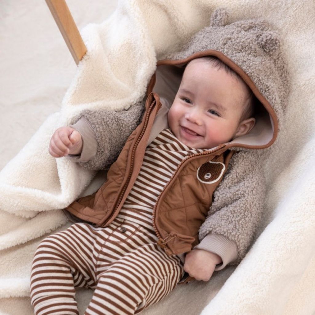 Feetje Bouclé jasje met kap - Wild World Brown Jongen