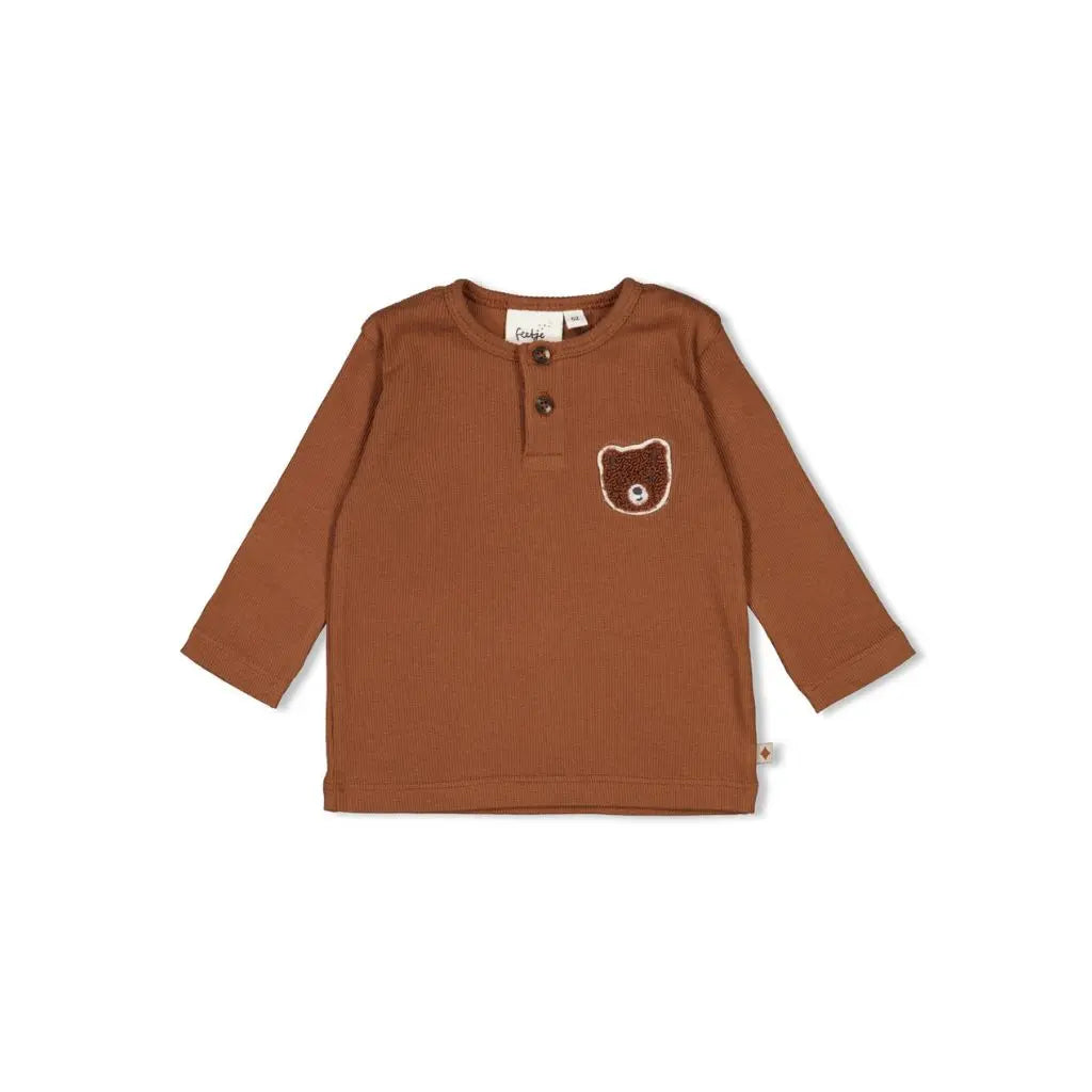 Feetje t-shirt lange mouw rib - Wild World Brown Jongen