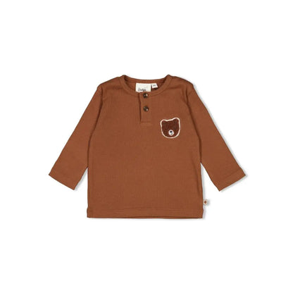 Feetje t-shirt lange mouw rib - Wild World Brown Jongen