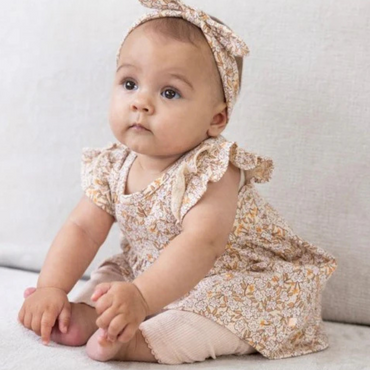 Feetje Jurk ruches AOP - Flower Field m 80 Cream Meisjes