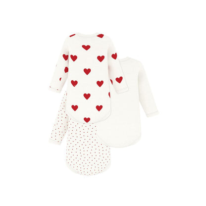 Petit Bateau Body à manches longues Coeur - 3 pièces