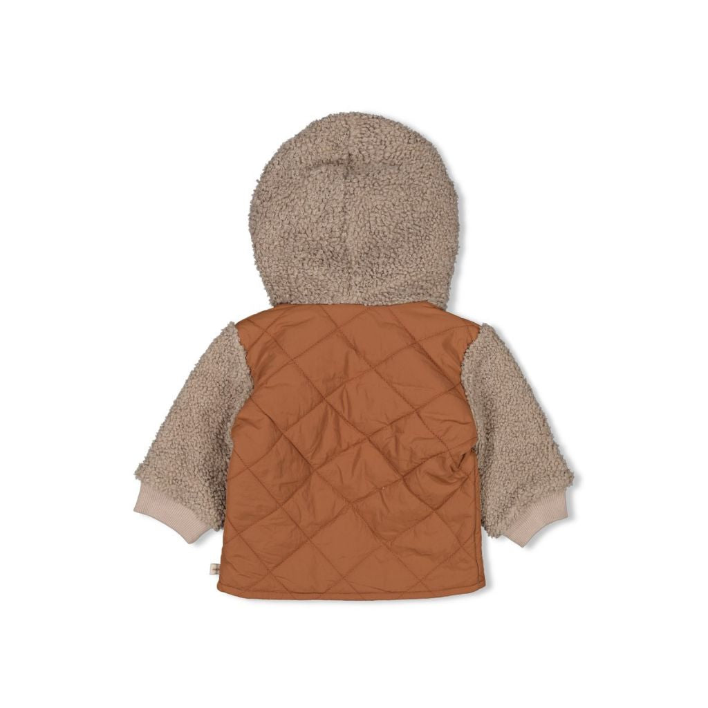 Feetje Bouclé jasje met kap - Wild World Brown Jongen