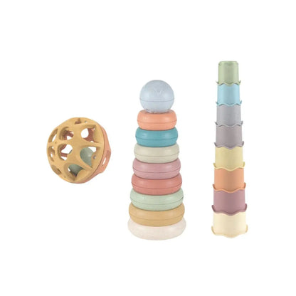 Baby's favorite Anneaux et gobelets empilables avec balles à grelots - 18 pièces