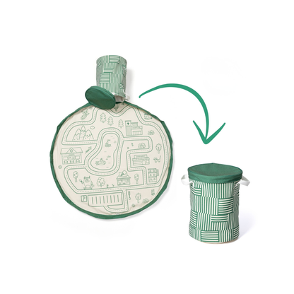 Play&Go Opbergmand Met Speeltapijt Roadmap Groen