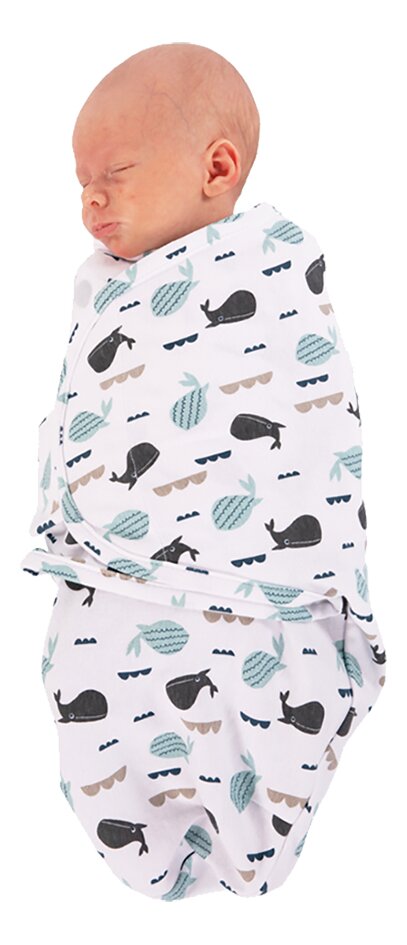 Bo Jungle Couverture d'emmaillotage B-Wrap Blue Whale coton