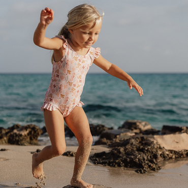 Little Dutch Badpak ruches Ocean Dreams , m74/80, Roze, Meisjes