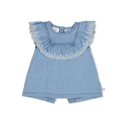 Feetje Jurk + slip - Summer Denims m 74 l blue denim Meisjes