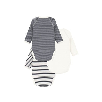 Petit Bateau Body cache-coeur et manches longues Rayures - 3 pièces