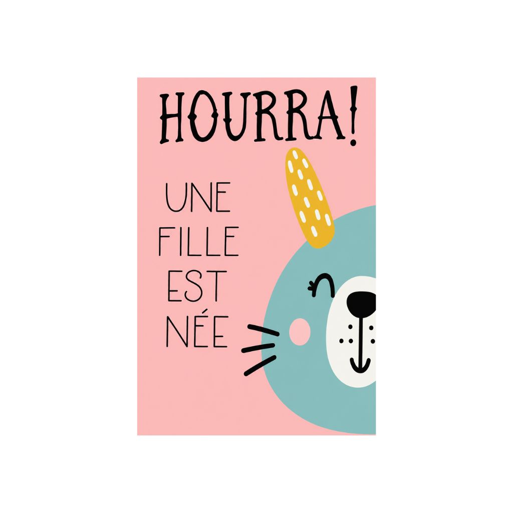 Wenskaart - Hourra, une fille est né, 17 Fr
